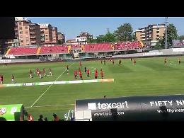 VIDEO Carpi-Cremonese: riscaldamento e formazioni