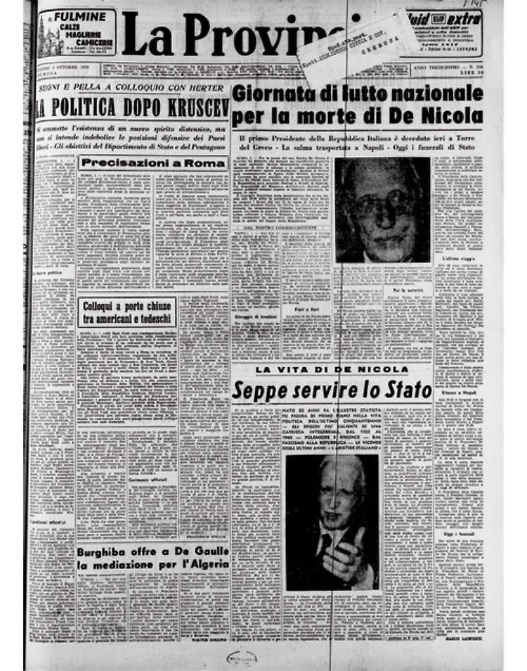 Funerali di Stato per il primo Presidente della Repubblica Italiana De Nicola