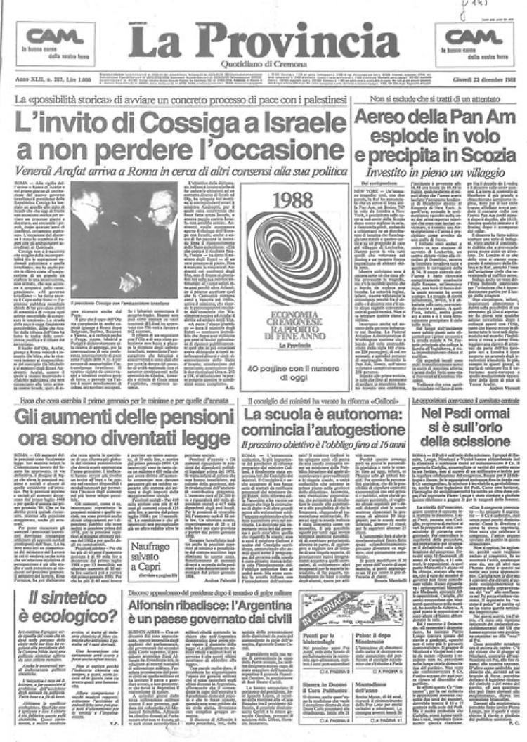 Un Boeing 747 della Pan Am esplode in volo e precipita sulla cittadina scozzese di Lockerbie