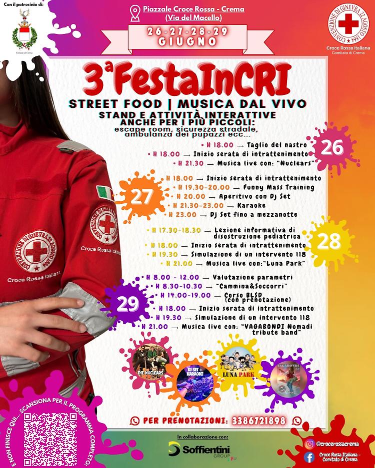 3ª FestainCRI: street food, musica,  dimostrazioni