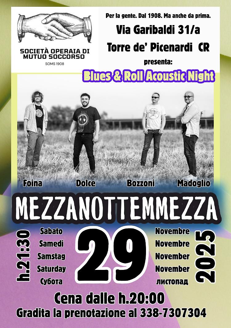 Blues & Roll Acoustic Night con il live dei Mezzanottemmezza