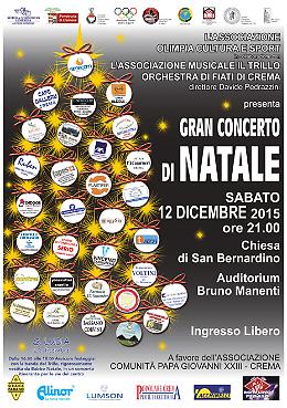 Crema. Sabato 12 dicembre il Gran Concerto di Natale 