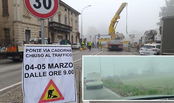 Ponte di via Cadorna chiuso per lavori, lunghe code e disagi