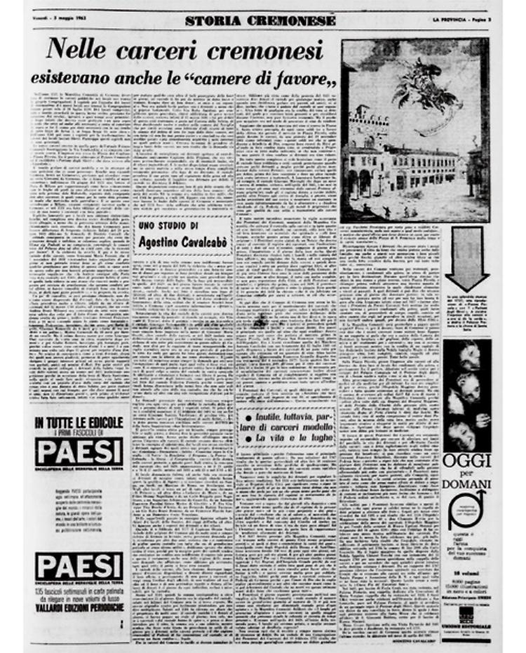 Uno studio di Agostino Cavalcabò sui trattamenti nelle carceri cremonesi