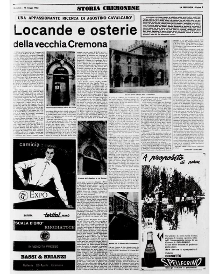 Locande e osterie della vecchia Cremona in uno studio di Cavalcabò