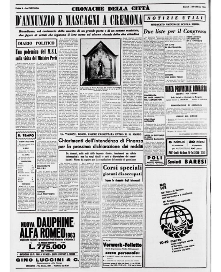 I grandi D'Annunzio e Mascagni in visita a Cremona