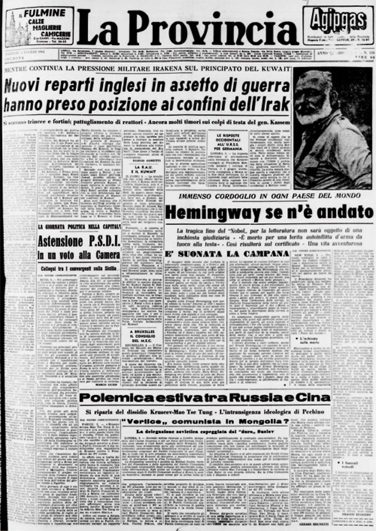 Addio a Ernest Hemingway