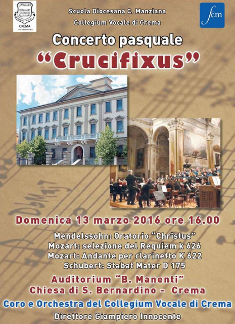 Crema. Domenica 13 marzo il Concerto pasquale “Crucifixus”  