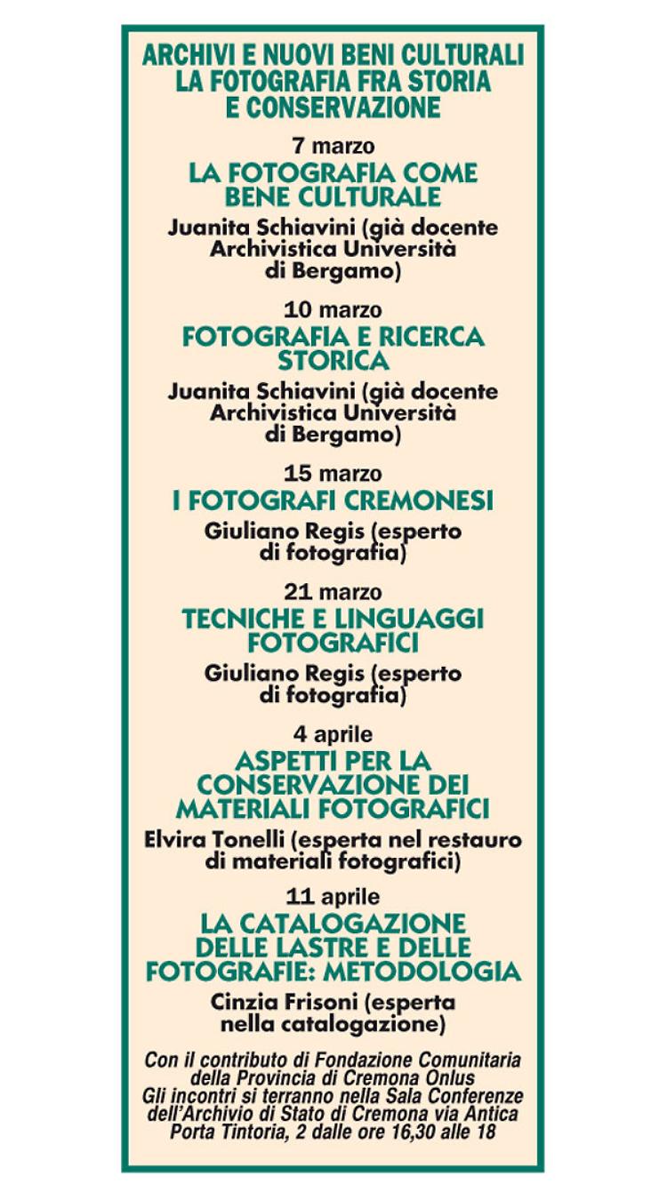 Tutela e studio delle foto dell'Archivio di Stato di Cremona Lunedì 7 'La fotografia come bene culturale'