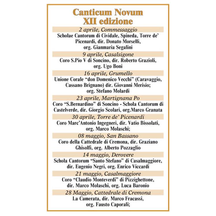 Canticum Novum, la rassegna dedicata ai cori e al patrimonio organario della diocesi di Cremona