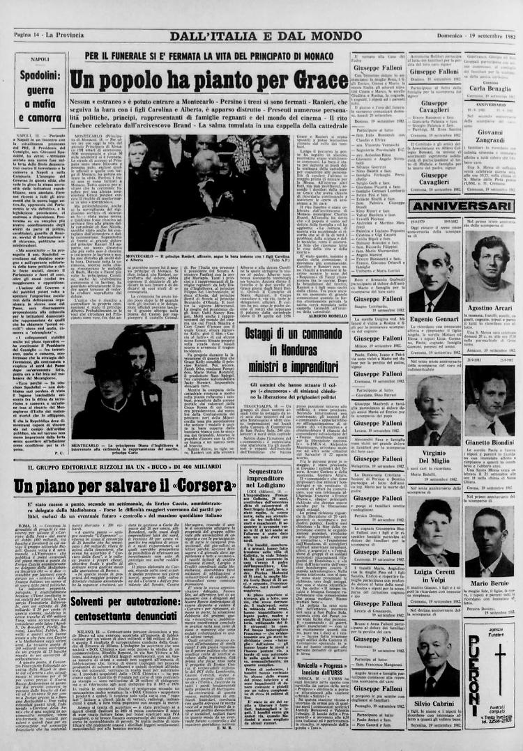 Un popolo ha pianto per Grace