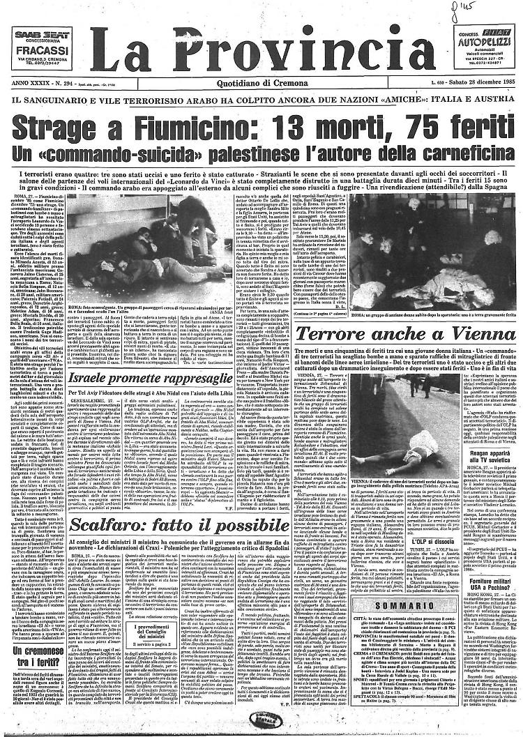 Strage a Fiumicino: 13 morti, 75 feriti