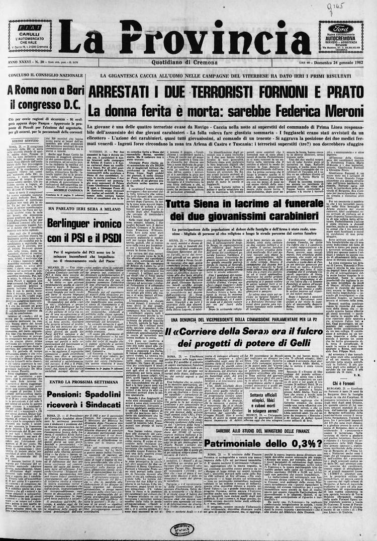Arrestati i due terroristi Fornoni e Prato
