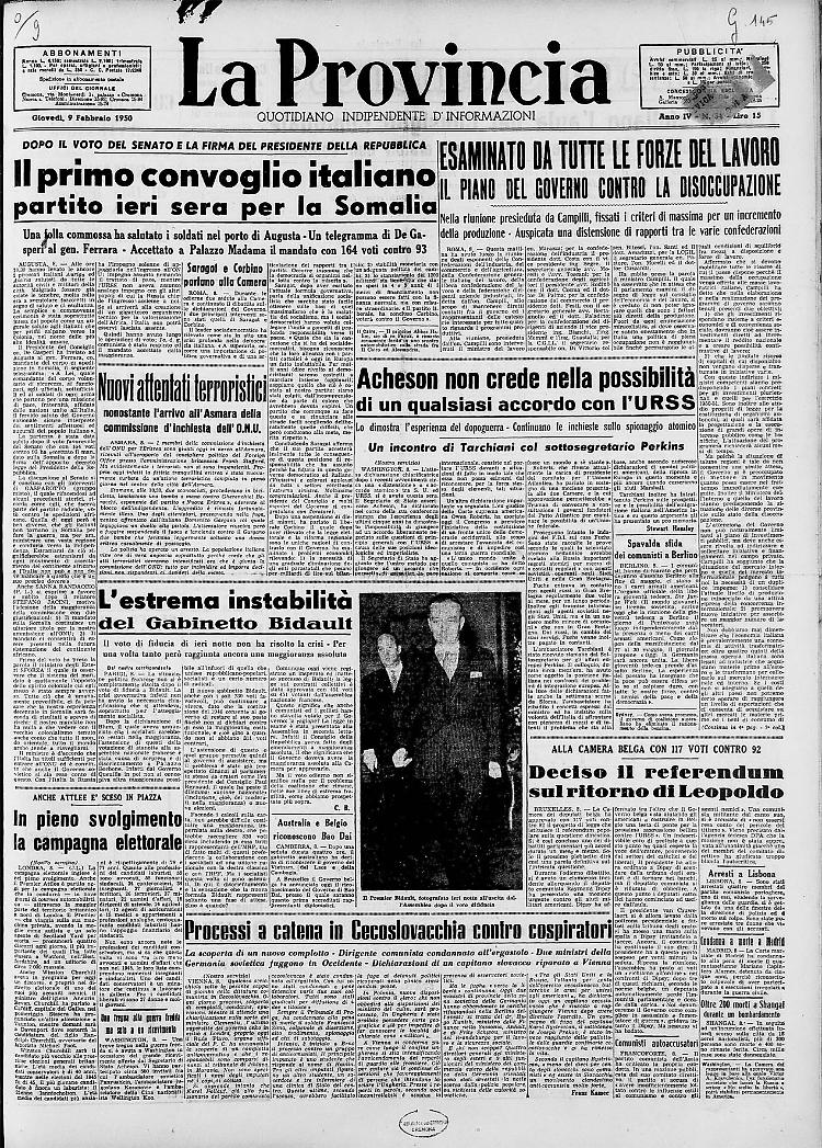 Il primo convoglio italiano partito ieri sera per la Somalia
