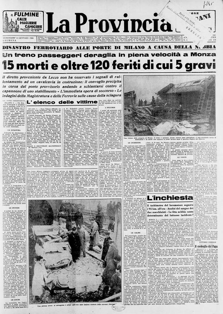 Disastro ferroviario alle porte di Milano a causa della nebbia