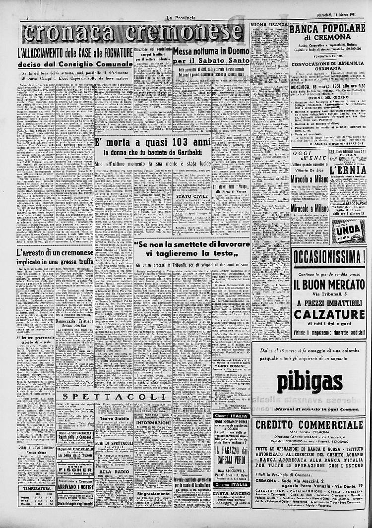È morta a quasi 103 anni la donna che fu baciata da Garibaldi