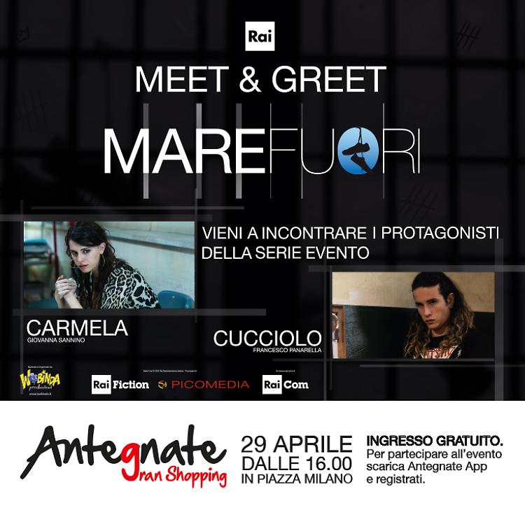 Carmela e Cucciolo della serie "Mare fuori" all' Antegnate Gran Shooping