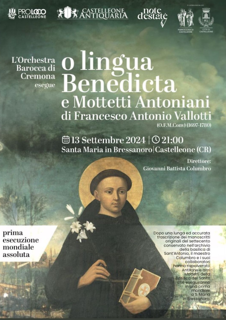 Orchestra Barocca di Cremona: “O lingua Benedicta e Mottetti Antoniani”