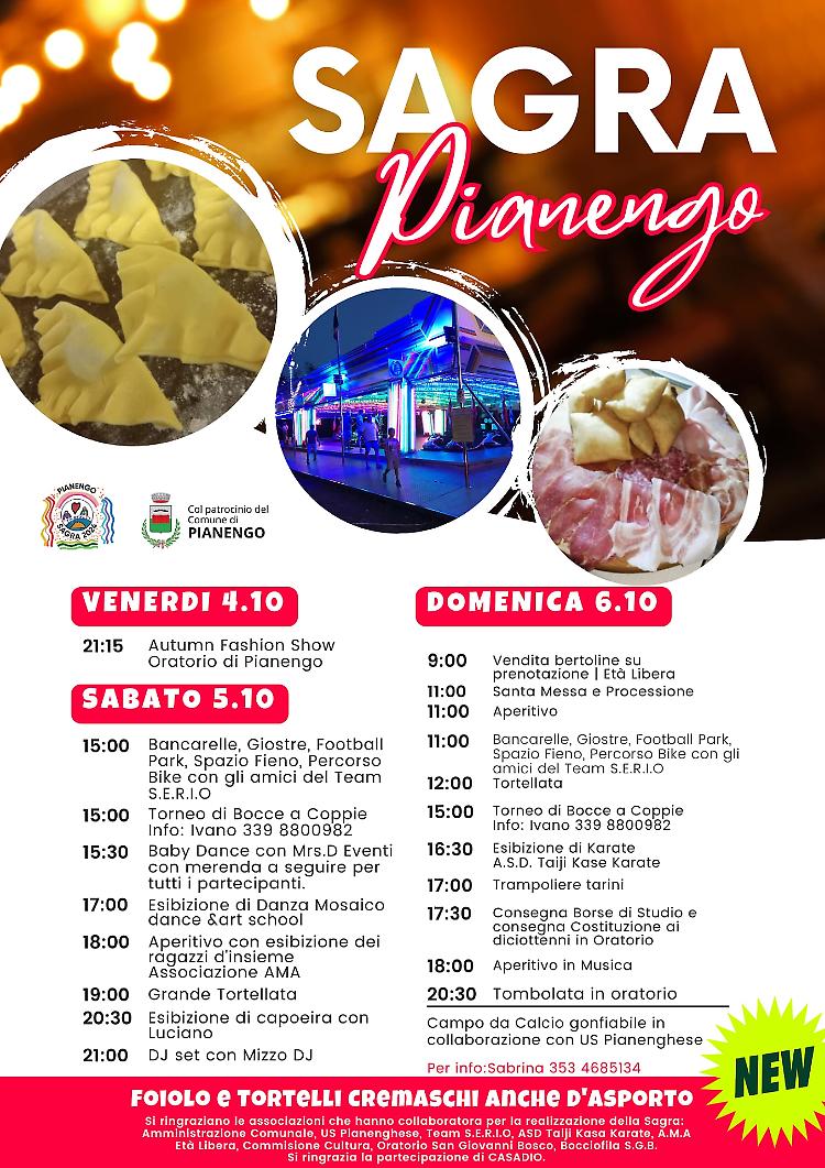 Musica, cucina ed eventi alla Sagra di Pianengo