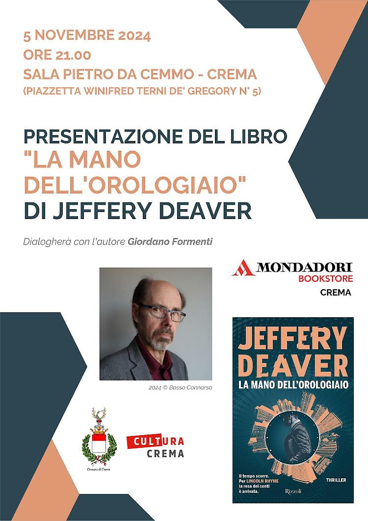 Presentazione del Nuovo Thriller 'La mano dell'orologiaio' di Jeffrey Deaver