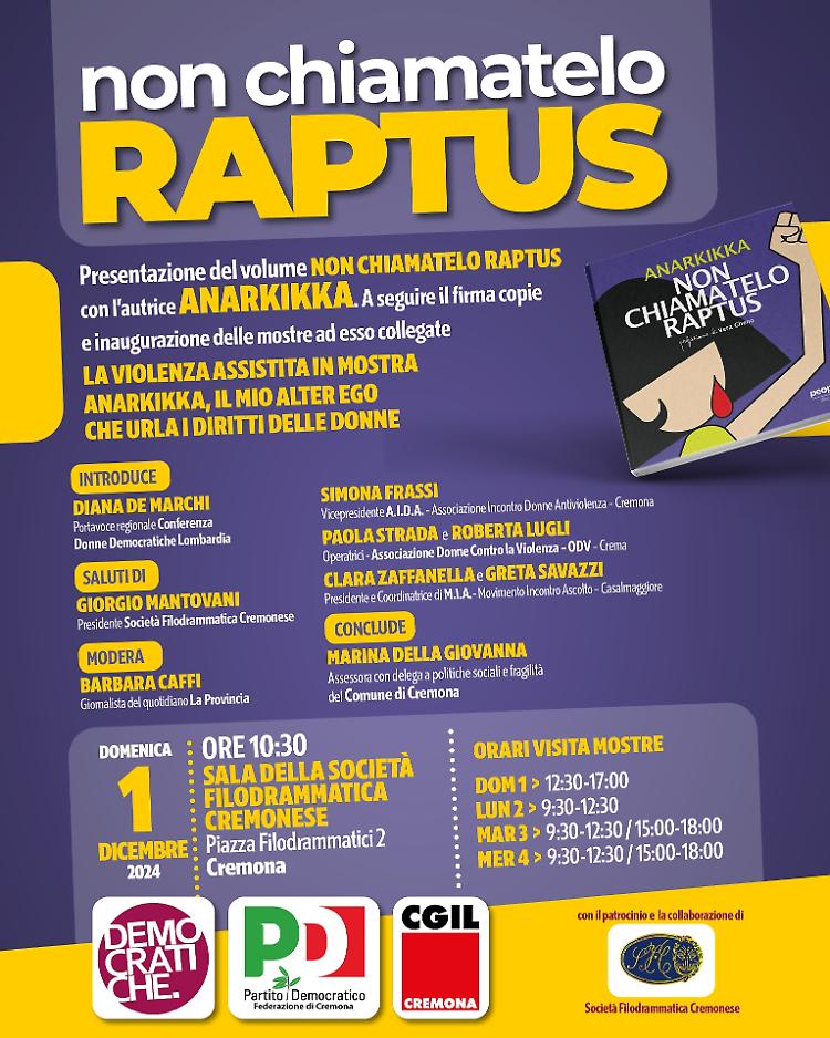 Presentazione del libro "Non chiamatelo Raptus" di Anarkikka