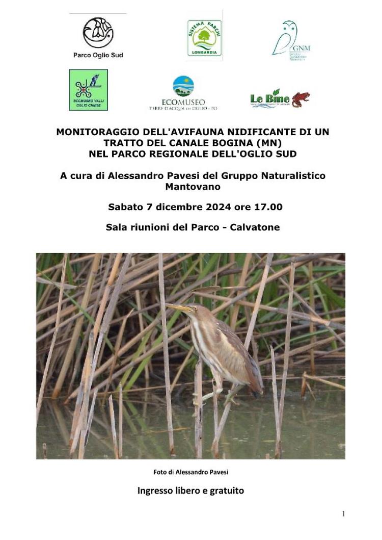  Monitoraggio dell'Avifauna Nidificante al Canale Bogina