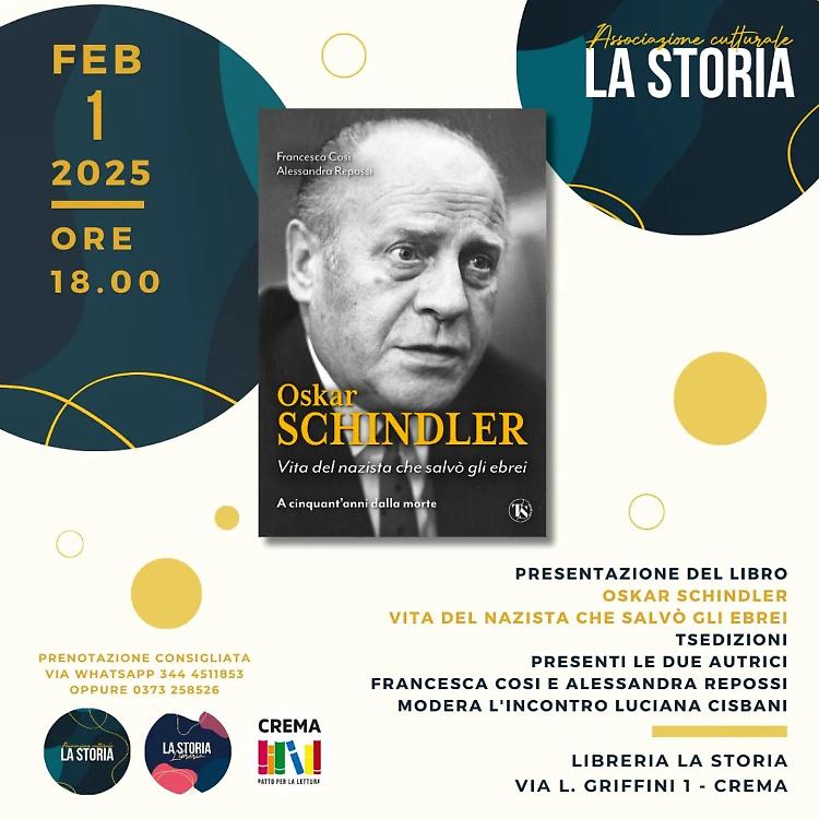 Presentazione del libro "Oskar Schindler- La vita del nazista che salvò gli ebrei"
