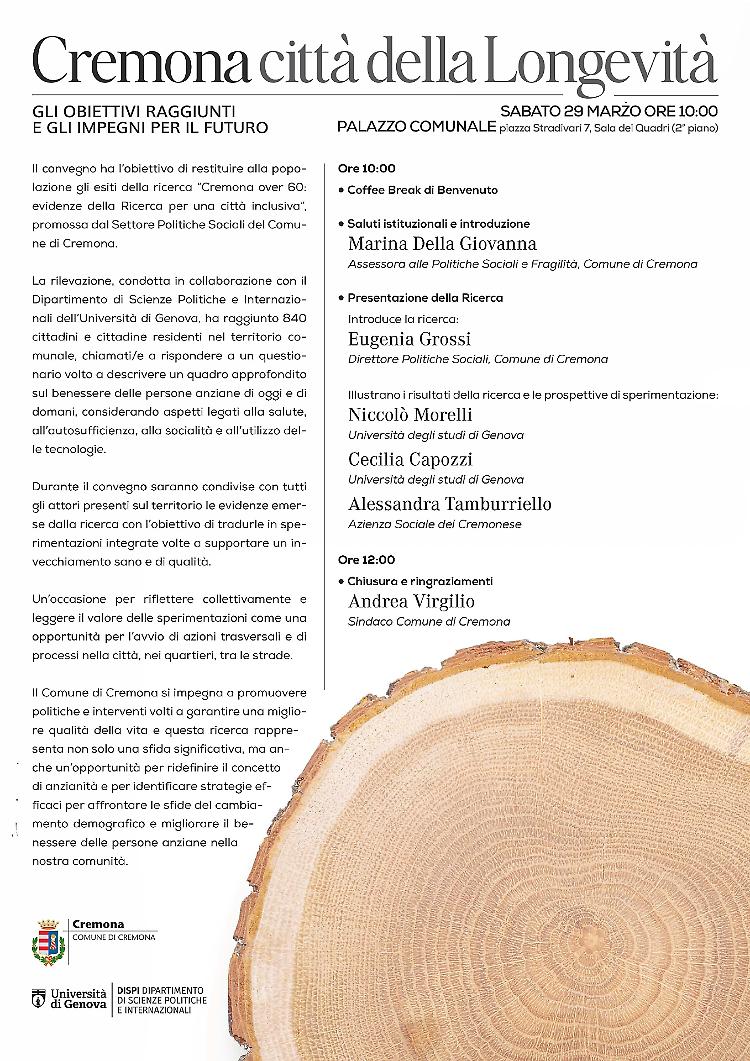 Convegno: Cremona Città della Longevità - Gli obiettivi raggiunti e gli impegni per il futuro