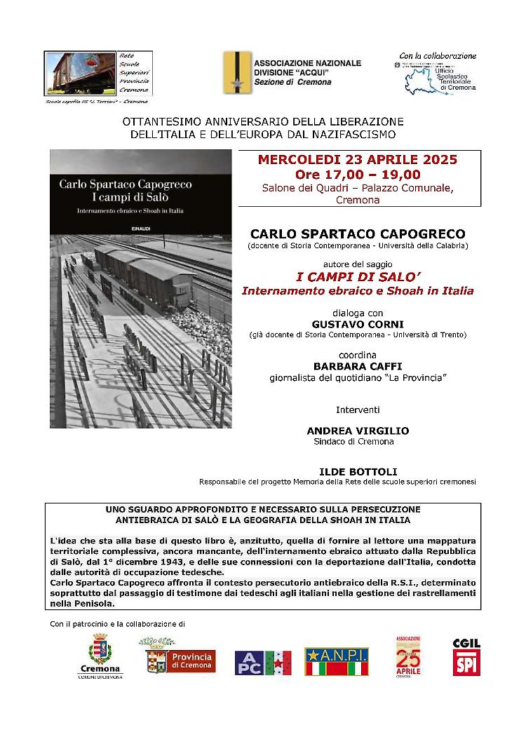 Carlo Spartaco Capogreco, autore de "I campi di Salò", dialoga con Gustavo Corni