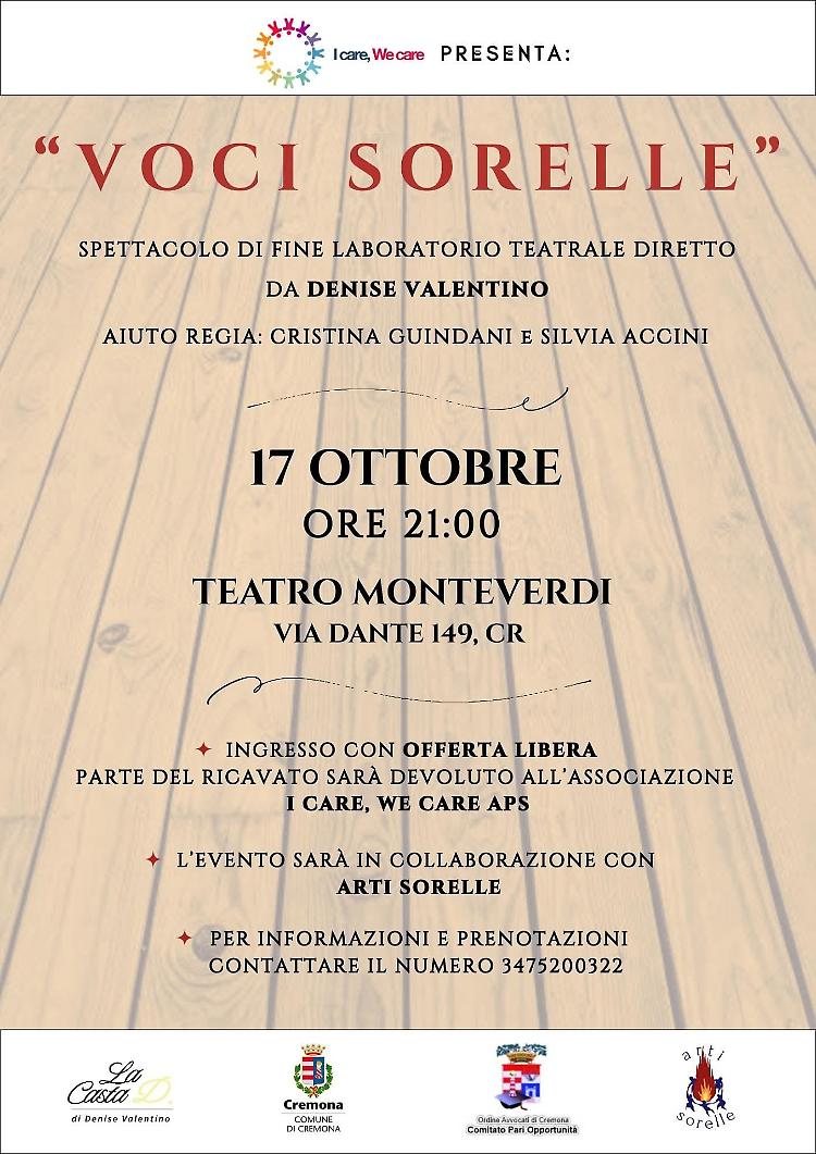 “Voci Sorelle”: uno spettacolo che unisce arte e solidarietà