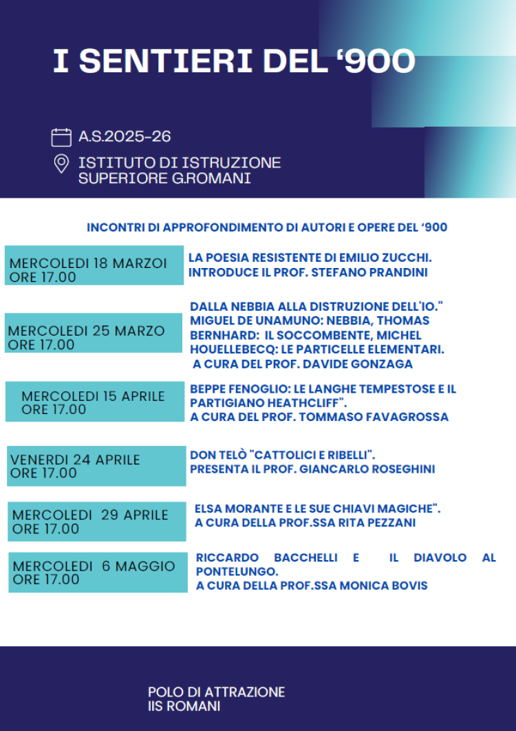 I Sentieri del 900 - Incontri con gli autori del 900, italiani e non solo